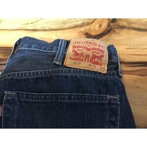 Levi's 527 Cut‎ Torn Ripped Faded Blue Denim Jeans Distressed Men's 38X34